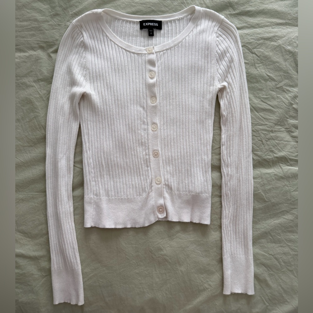 Express Ivory Ribbed Cardigan